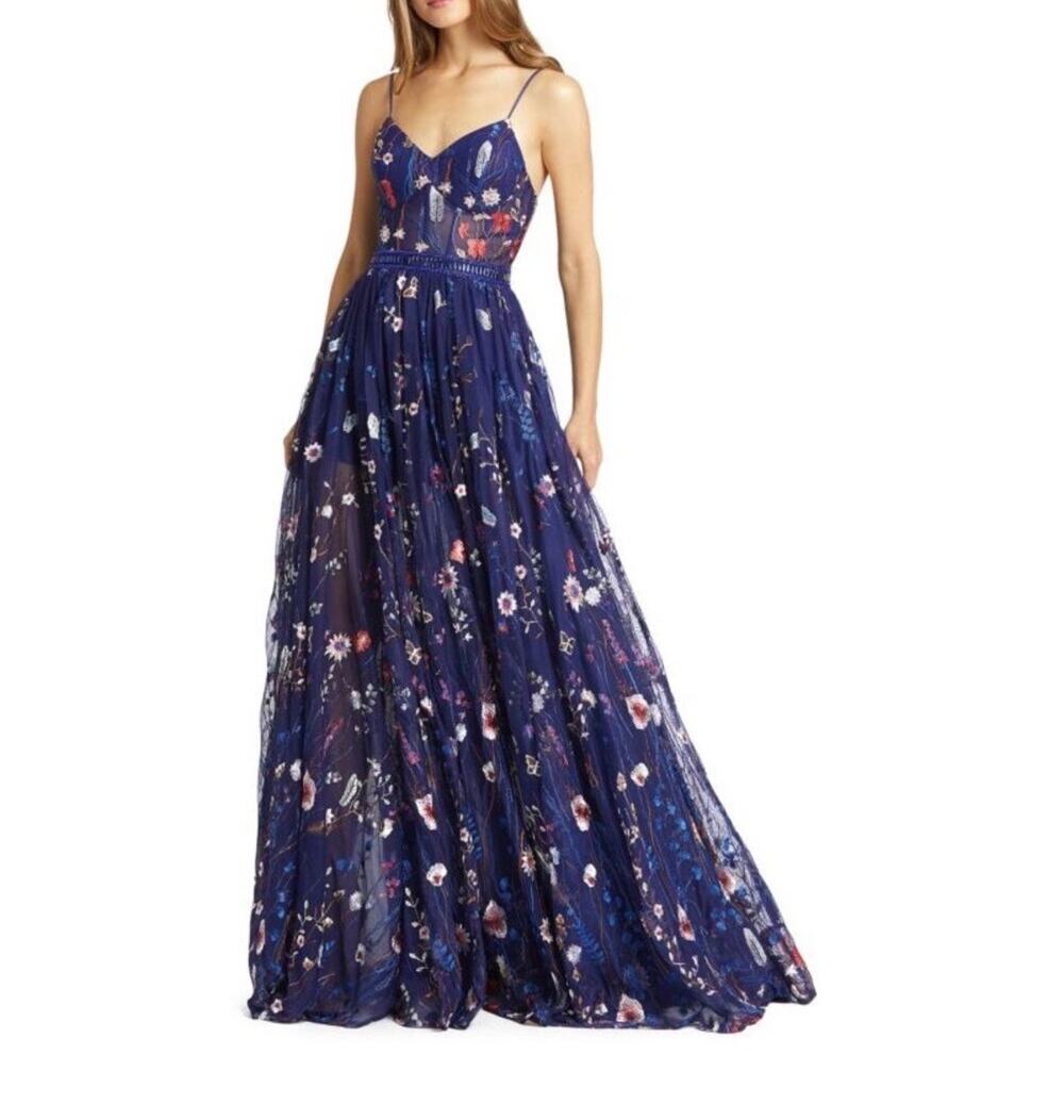 MacDuggal Embroidered Maxi Dress